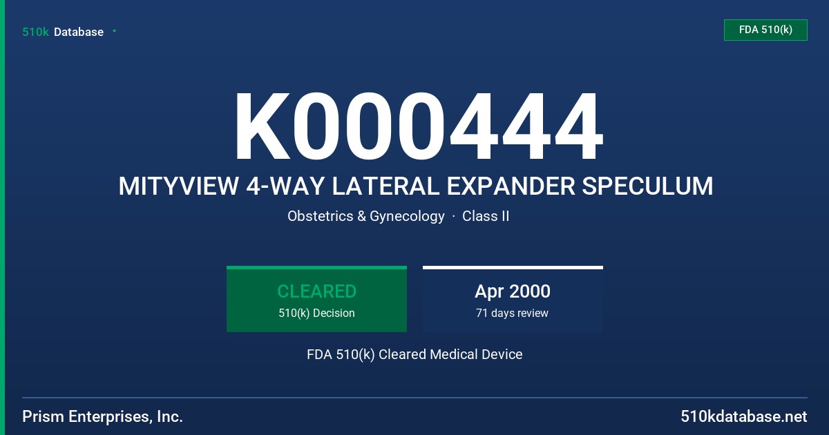 K000444 MITYVIEW 4-WAY LATERAL EXPANDER SPECULUM FDA 510(k) Cleared Medical Device