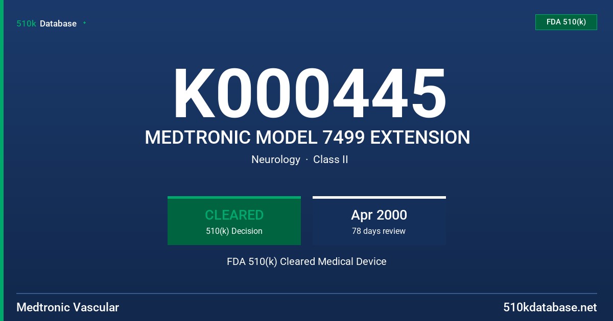 K000445 MEDTRONIC MODEL 7499 EXTENSION FDA 510(k) Cleared Medical Device
