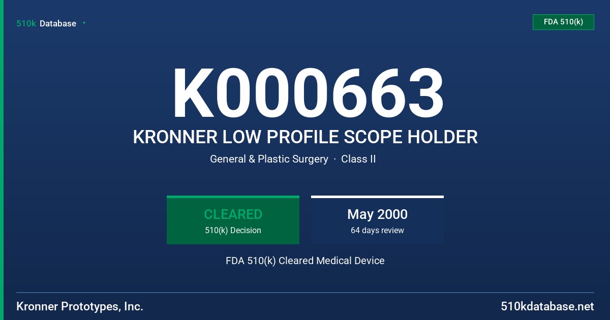 K000663 KRONNER LOW PROFILE SCOPE HOLDER FDA 510(k) Cleared Medical Device