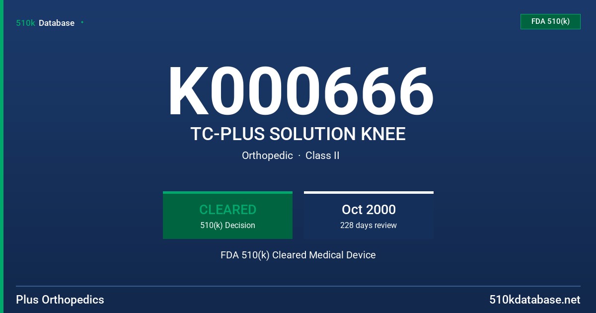 K000666 TC-PLUS SOLUTION KNEE FDA 510(k) Cleared Medical Device
