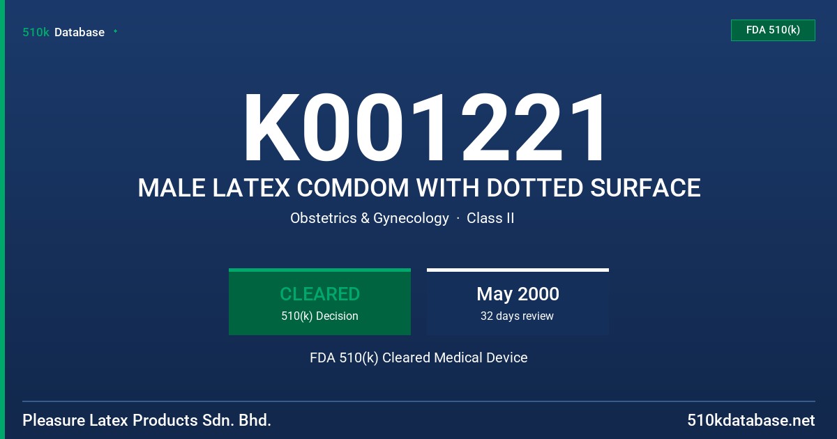 K001221 MALE LATEX COMDOM WITH DOTTED SURFACE FDA 510(k) Cleared Medical Device