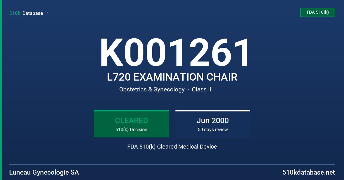 K001261 L720 EXAMINATION CHAIR FDA 510(k) Cleared Medical Device
