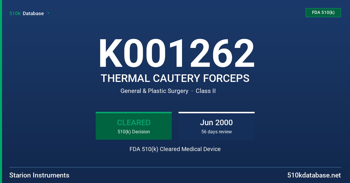 K001262 THERMAL CAUTERY FORCEPS FDA 510(k) Cleared Medical Device
