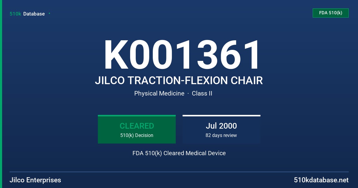 K001361 JILCO TRACTION-FLEXION CHAIR FDA 510(k) Cleared Medical Device
