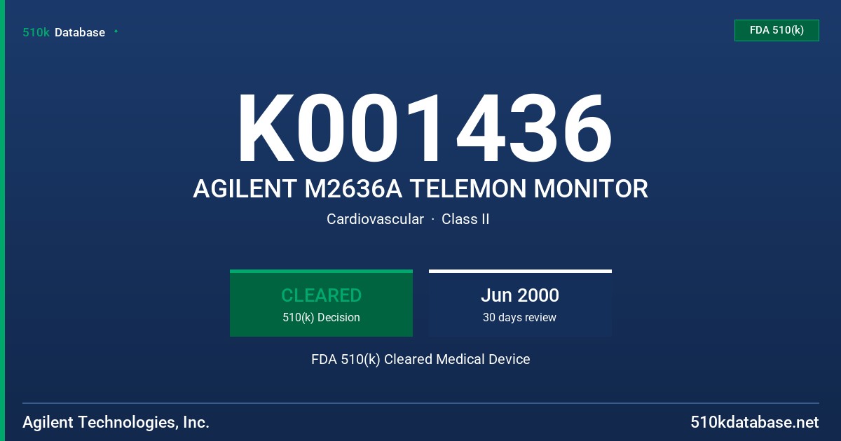 K001436 AGILENT M2636A TELEMON MONITOR FDA 510(k) Cleared Medical Device