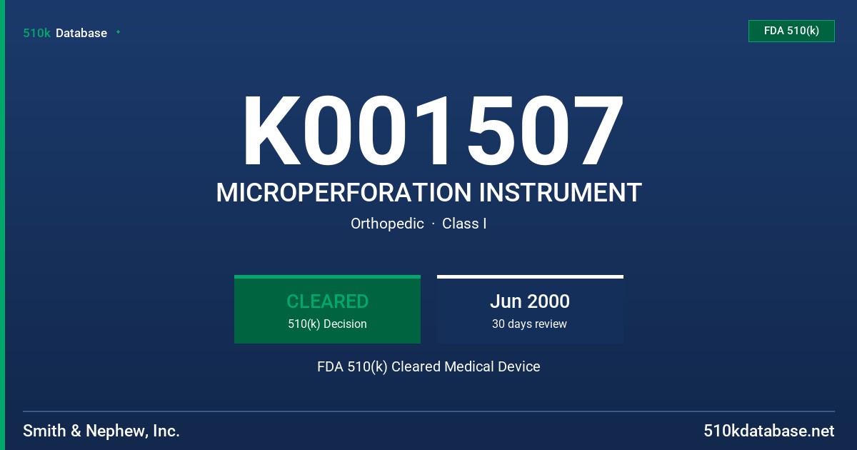 K001507 MICROPERFORATION INSTRUMENT FDA 510(k) Cleared Medical Device