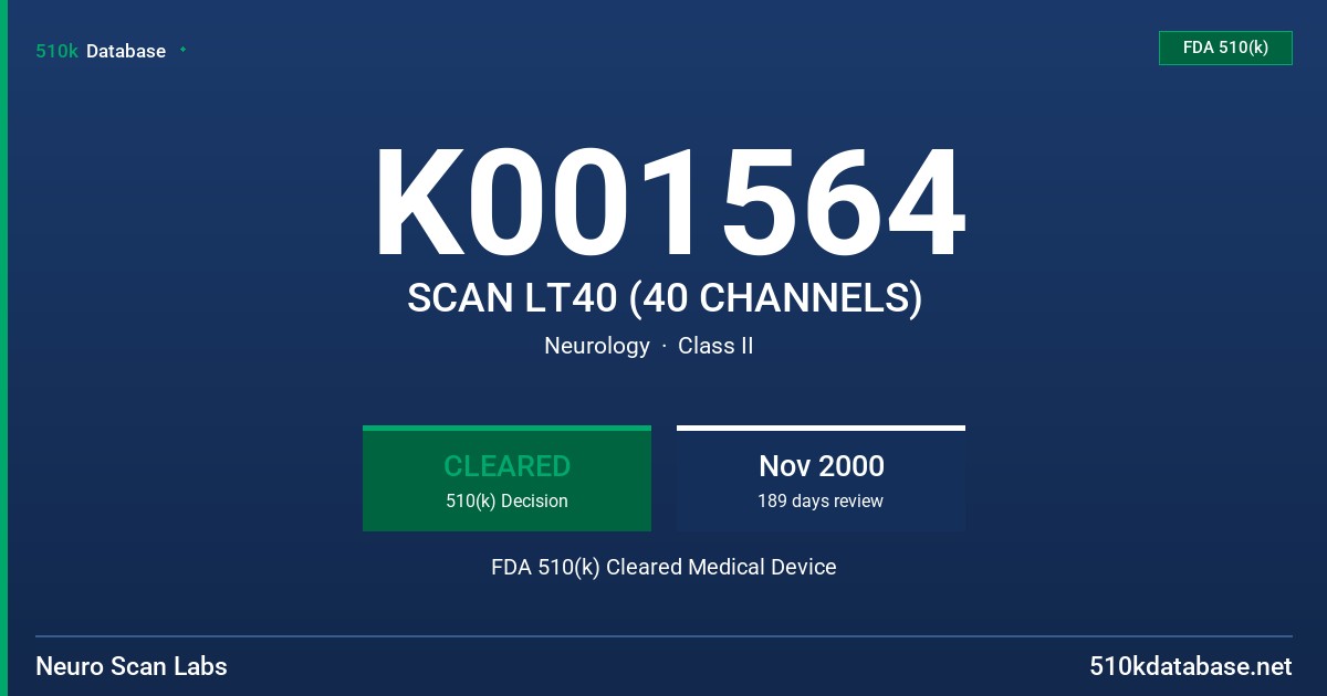 K001564 SCAN LT40 (40 CHANNELS) FDA 510(k) Cleared Medical Device
