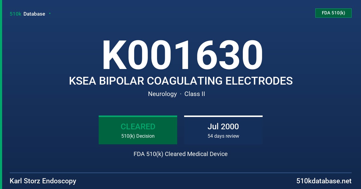 K001630 KSEA BIPOLAR COAGULATING ELECTRODES FDA 510(k) Cleared Medical Device