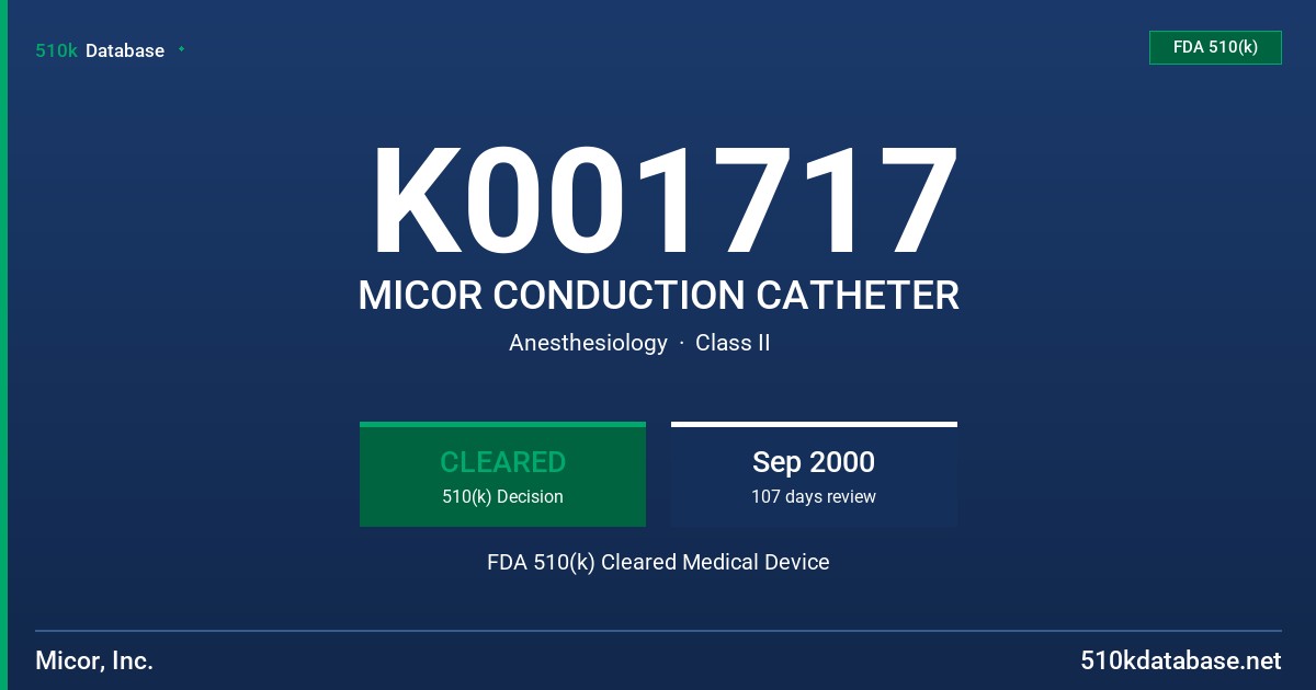 K001717 MICOR CONDUCTION CATHETER FDA 510(k) Cleared Medical Device