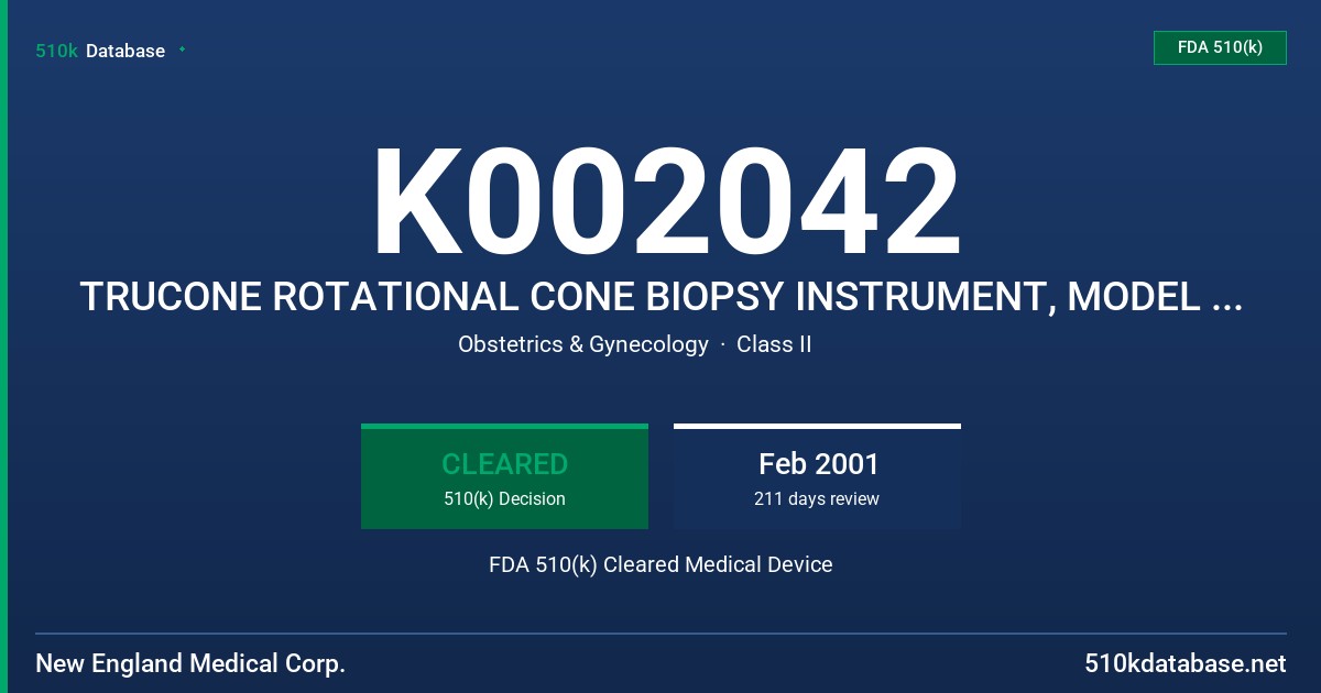 K002042 TRUCONE ROTATIONAL CONE BIOPSY INSTRUMENT, MODEL 231812 - 233018 FDA 510(k) Cleared Medical Device