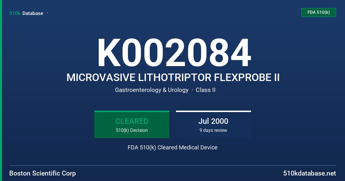 K002084 MICROVASIVE LITHOTRIPTOR FLEXPROBE II FDA 510(k) Cleared Medical Device