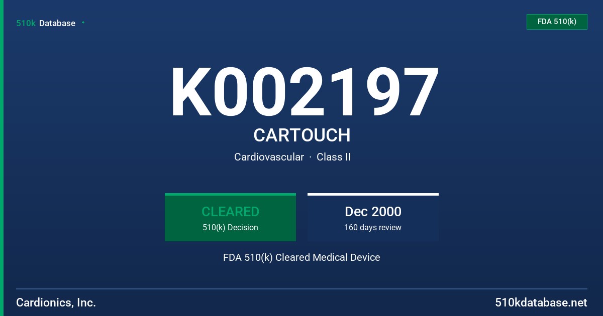 K002197 CARTOUCH FDA 510(k) Cleared Medical Device
