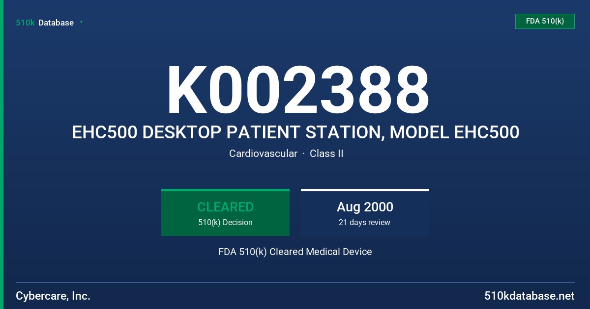 K002388 EHC500 DESKTOP PATIENT STATION, MODEL EHC500 FDA 510(k) Cleared Medical Device