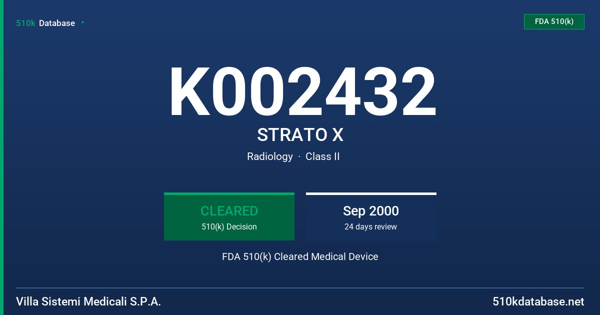 K002432 STRATO X FDA 510(k) Cleared Medical Device