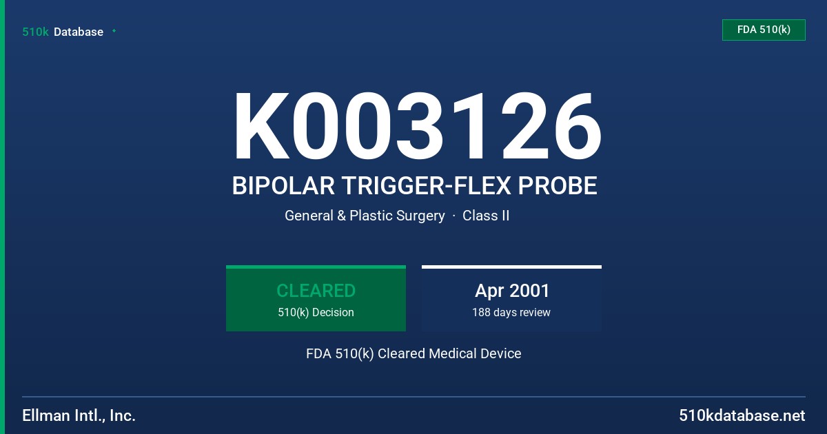 K003126 BIPOLAR TRIGGER-FLEX PROBE FDA 510(k) Cleared Medical Device