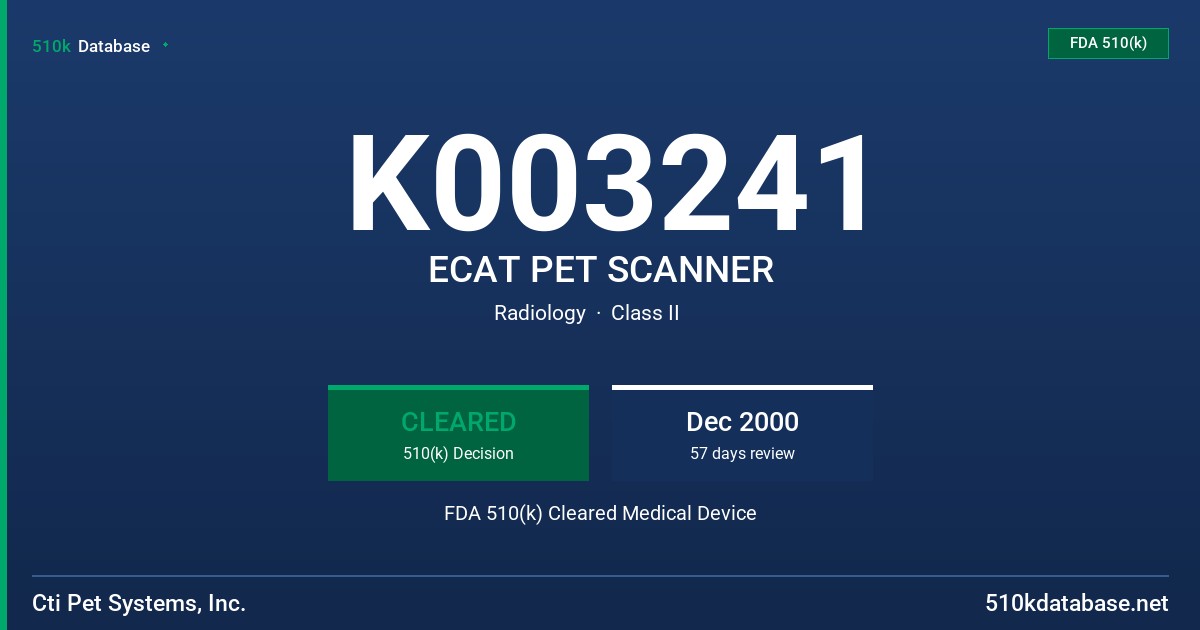 K003241 ECAT PET SCANNER FDA 510(k) Cleared Medical Device