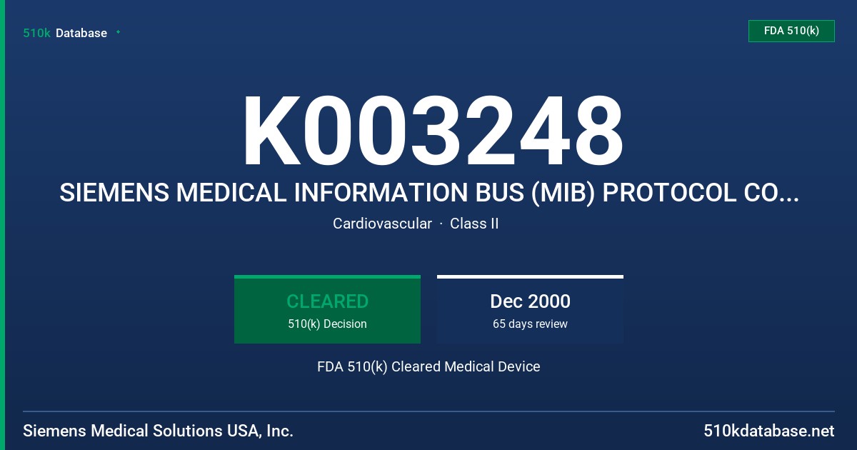 K003248 SIEMENS MEDICAL INFORMATION BUS (MIB) PROTOCOL CONVERTER FDA 510(k) Cleared Medical Device