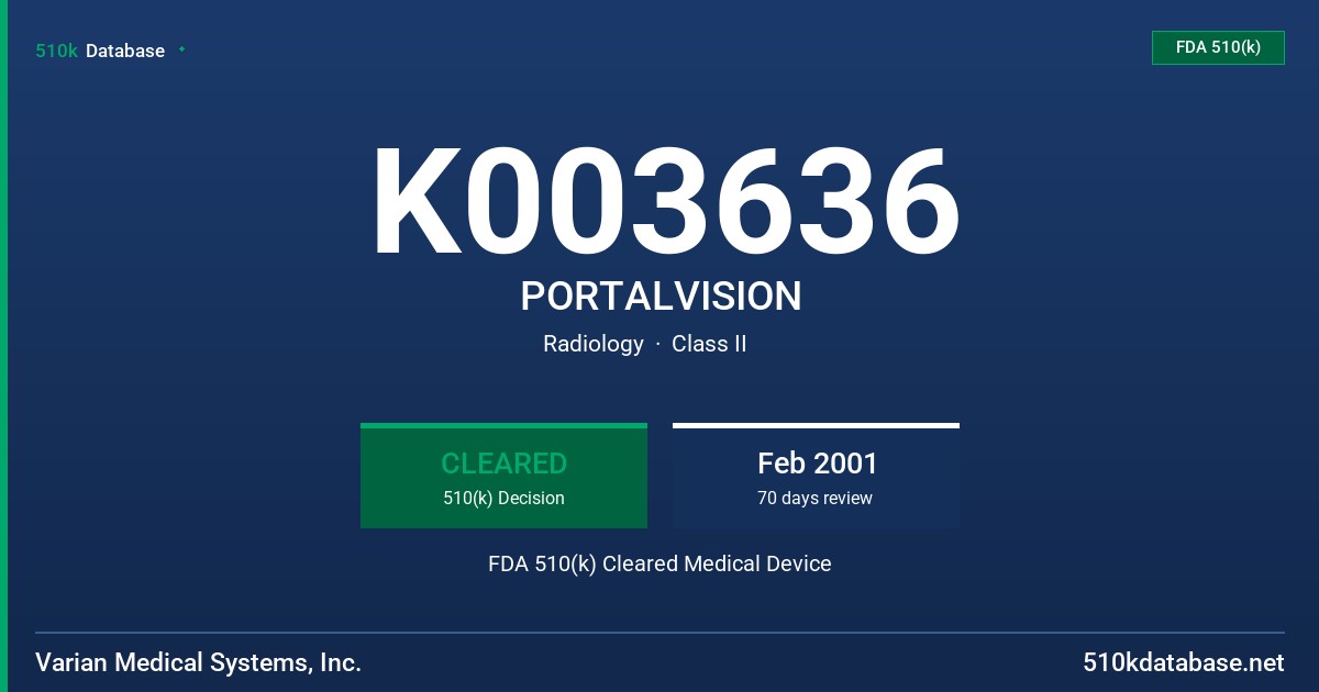 K003636 PORTALVISION FDA 510(k) Cleared Medical Device