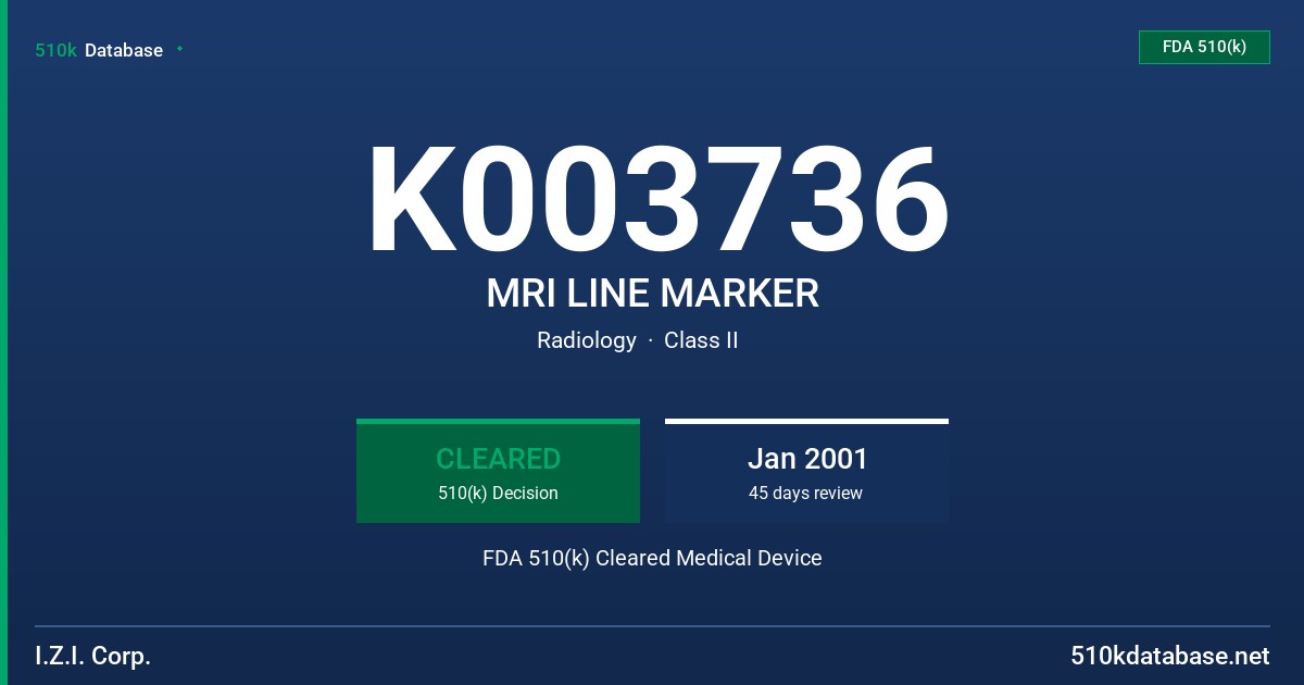 K003736 MRI LINE MARKER FDA 510(k) Cleared Medical Device