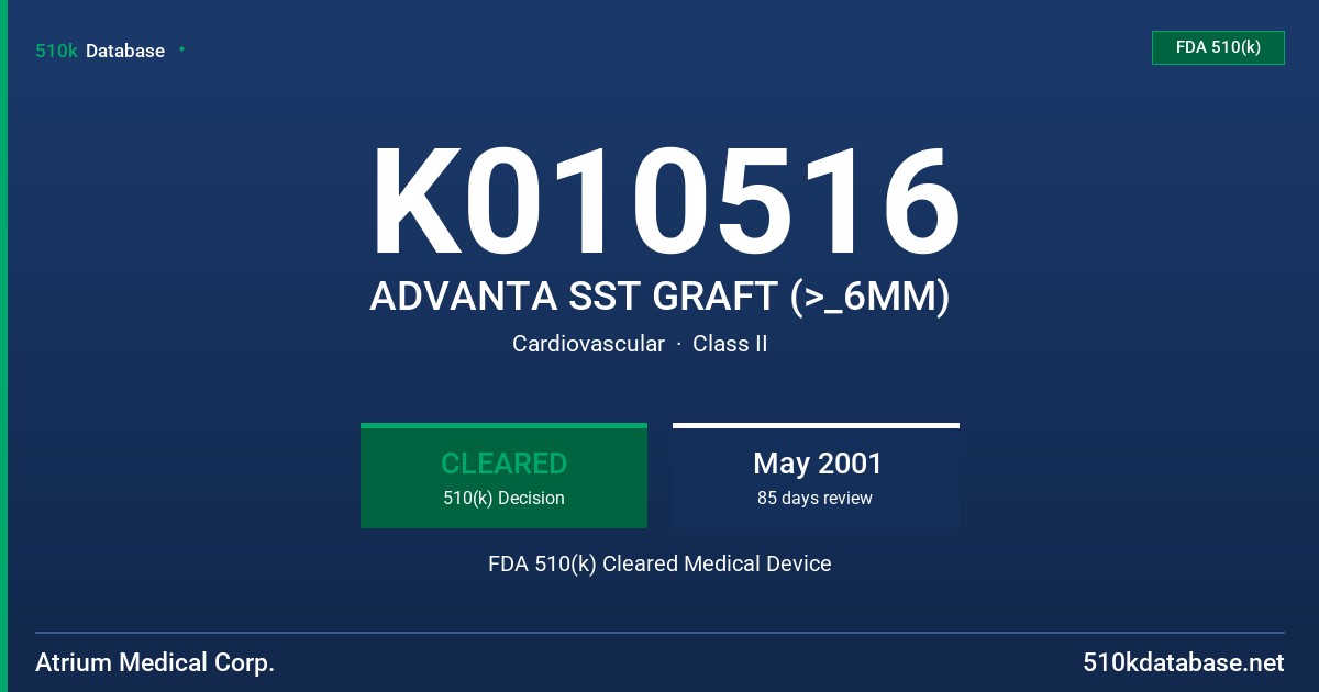 K010516 ADVANTA SST GRAFT (>_6MM) FDA 510(k) Cleared Medical Device