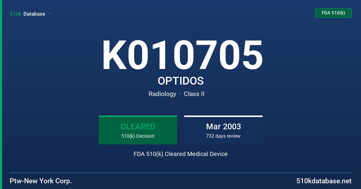 K010705 OPTIDOS FDA 510(k) Cleared Medical Device