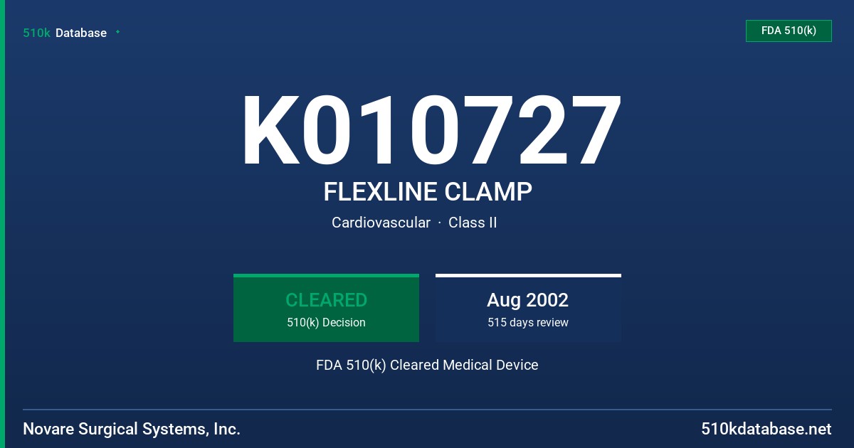 K010727 FLEXLINE CLAMP FDA 510(k) Cleared Medical Device