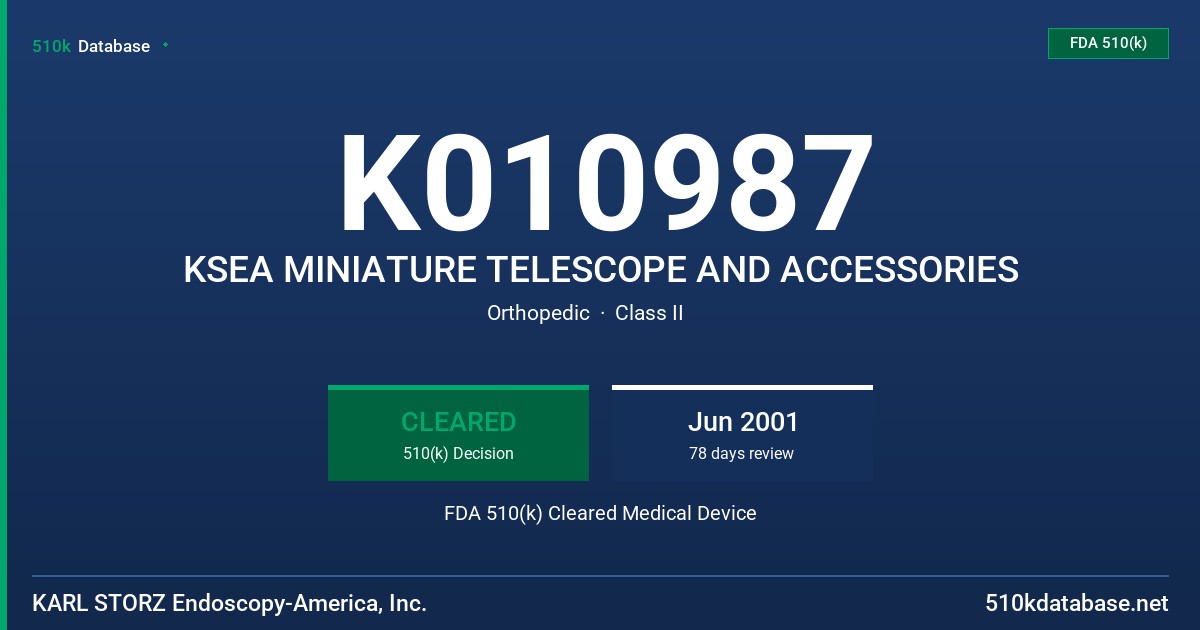 K010987 KSEA MINIATURE TELESCOPE AND ACCESSORIES FDA 510(k) Cleared Medical Device