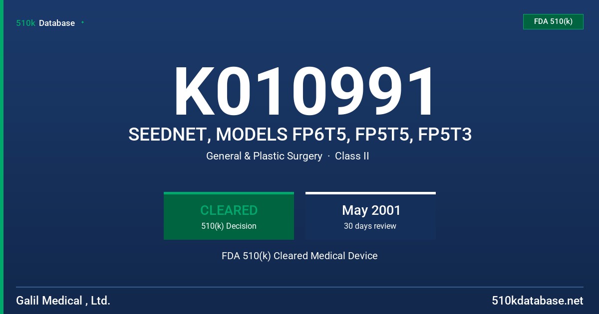 K010991 SEEDNET, MODELS FP6T5, FP5T5, FP5T3 FDA 510(k) Cleared Medical Device