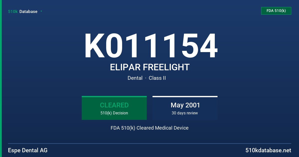 K011154 ELIPAR FREELIGHT FDA 510(k) Cleared Medical Device