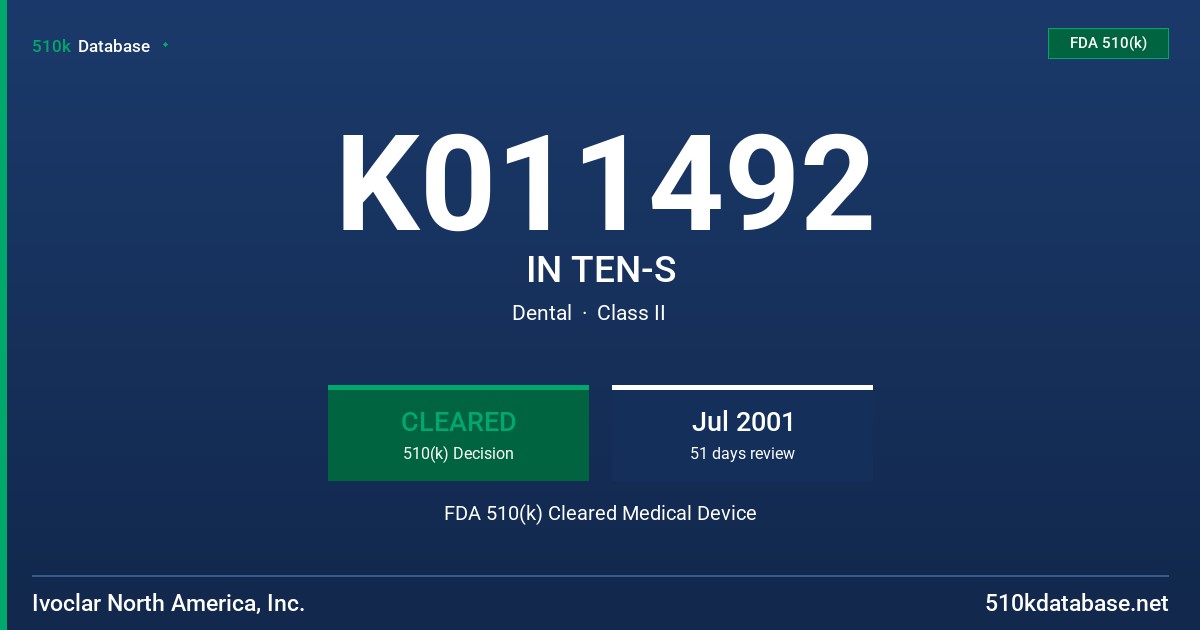 K011492 IN TEN-S FDA 510(k) Cleared Medical Device