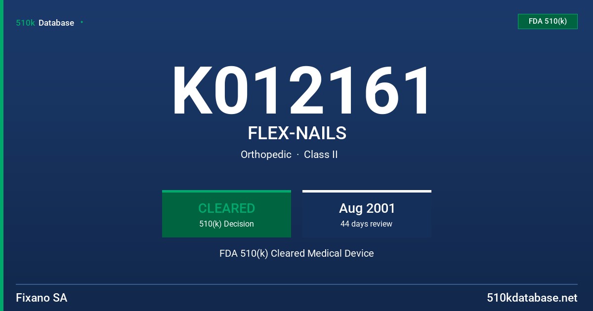 K012161 FLEX-NAILS FDA 510(k) Cleared Medical Device