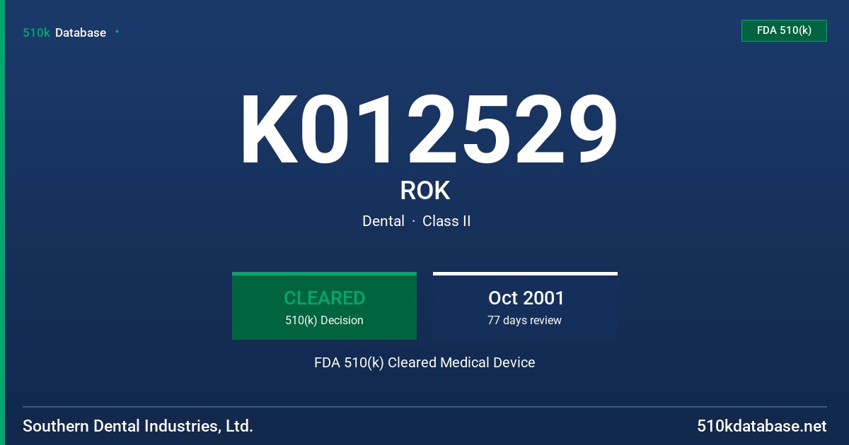 K012529 ROK FDA 510(k) Cleared Medical Device
