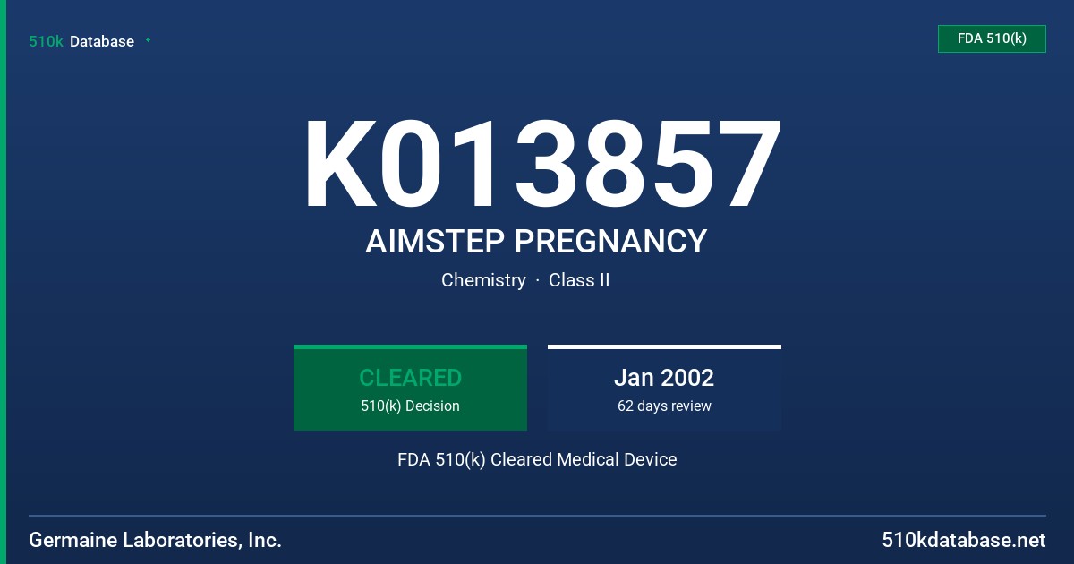 K013857 AIMSTEP PREGNANCY FDA 510(k) Cleared Medical Device