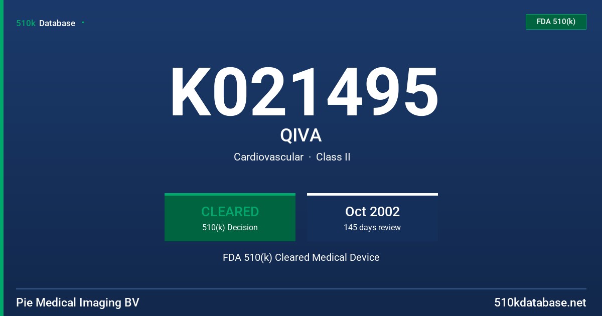 K021495 QIVA FDA 510(k) Cleared Medical Device