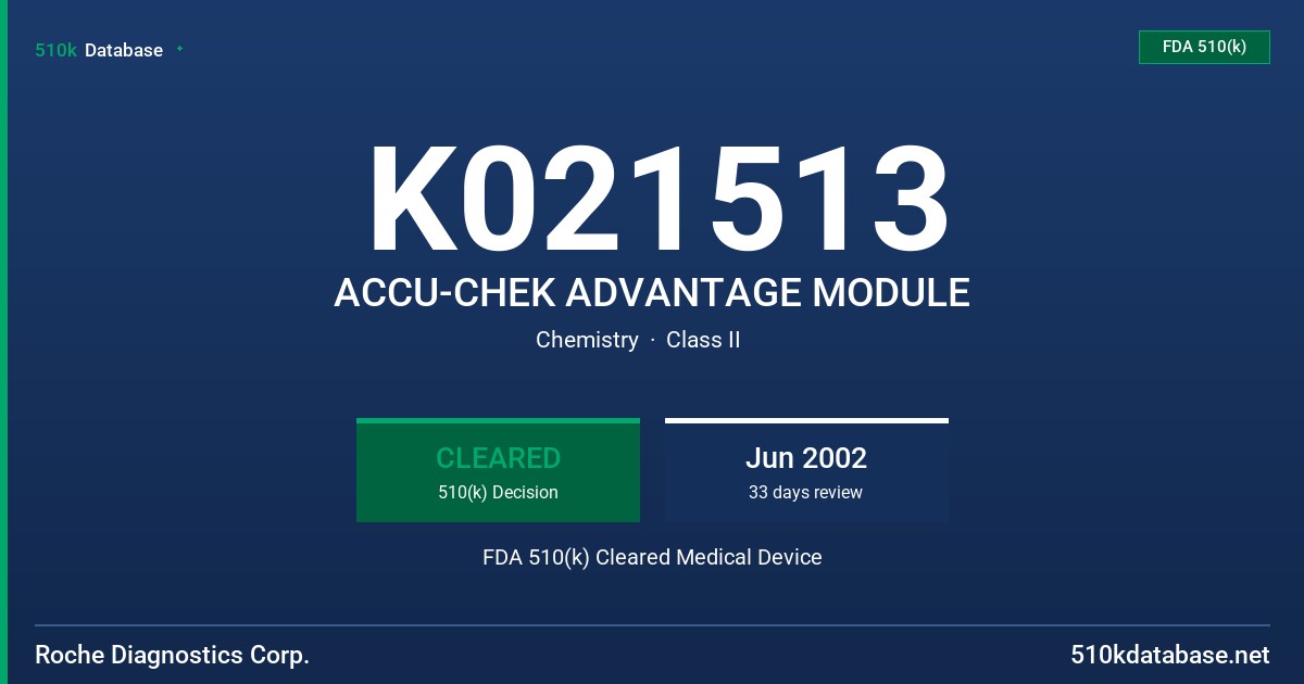 K021513 ACCU-CHEK ADVANTAGE MODULE FDA 510(k) Cleared Medical Device