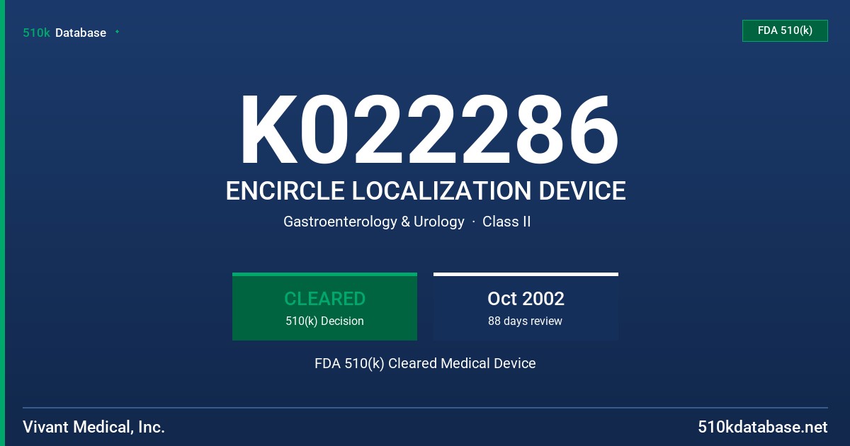 K022286 ENCIRCLE LOCALIZATION DEVICE FDA 510(k) Cleared Medical Device