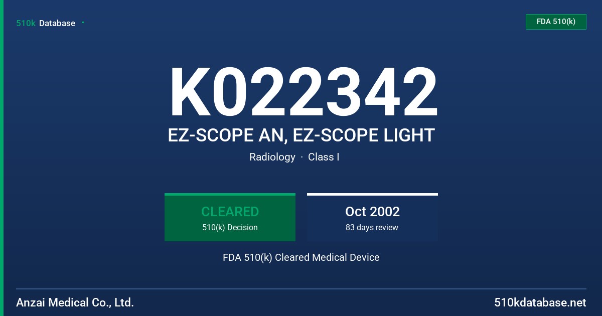K022342 EZ-SCOPE AN, EZ-SCOPE LIGHT FDA 510(k) Cleared Medical Device