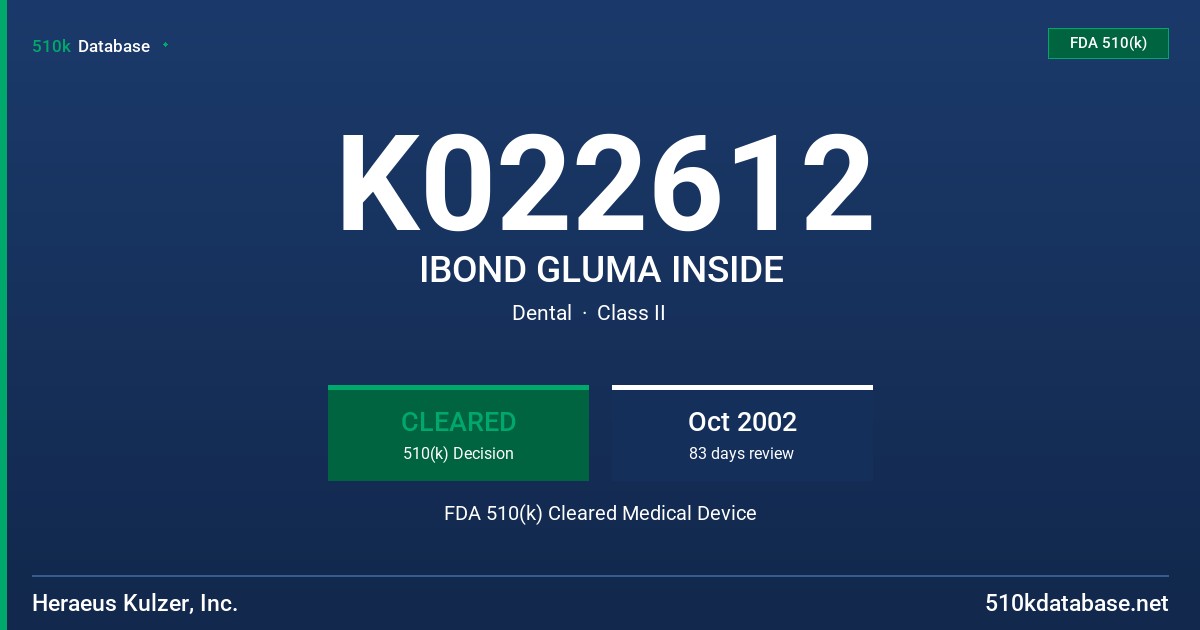 K022612 IBOND GLUMA INSIDE FDA 510(k) Cleared Medical Device