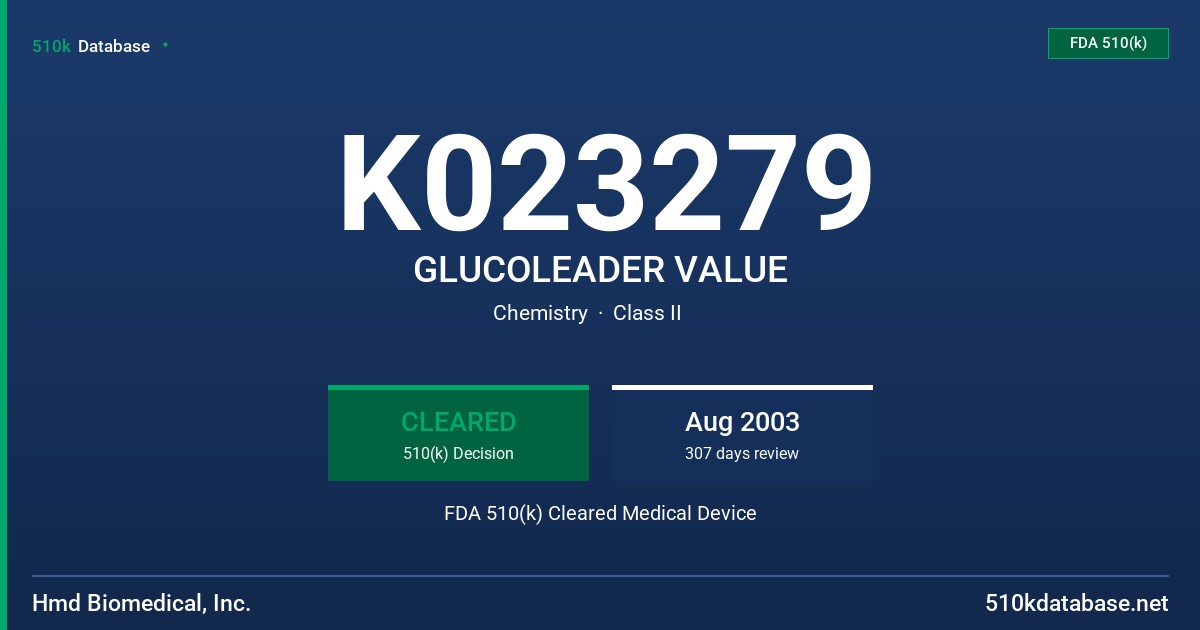 K023279 GLUCOLEADER VALUE FDA 510(k) Cleared Medical Device