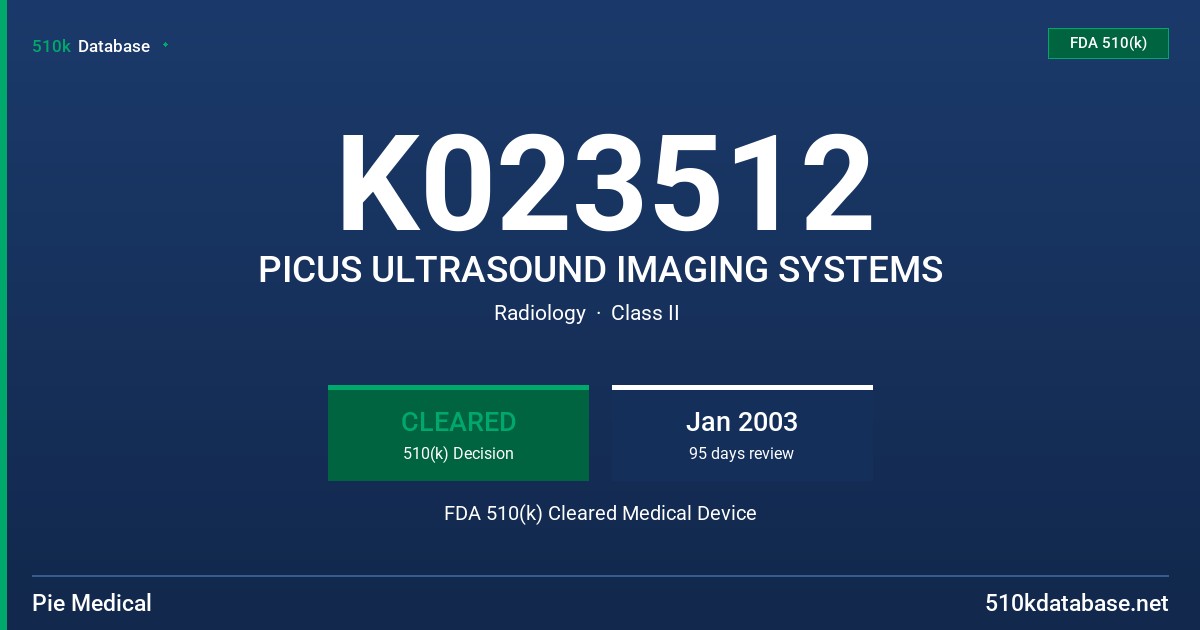 K023512 PICUS ULTRASOUND IMAGING SYSTEMS FDA 510(k) Cleared Medical Device