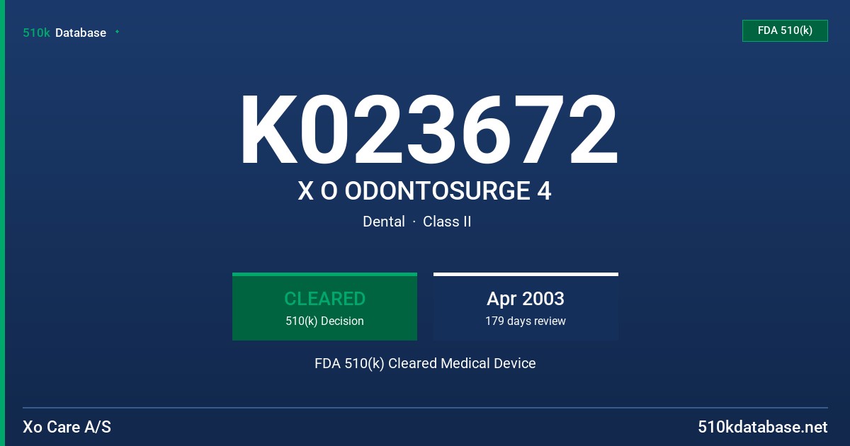 K023672 X O ODONTOSURGE 4 FDA 510(k) Cleared Medical Device