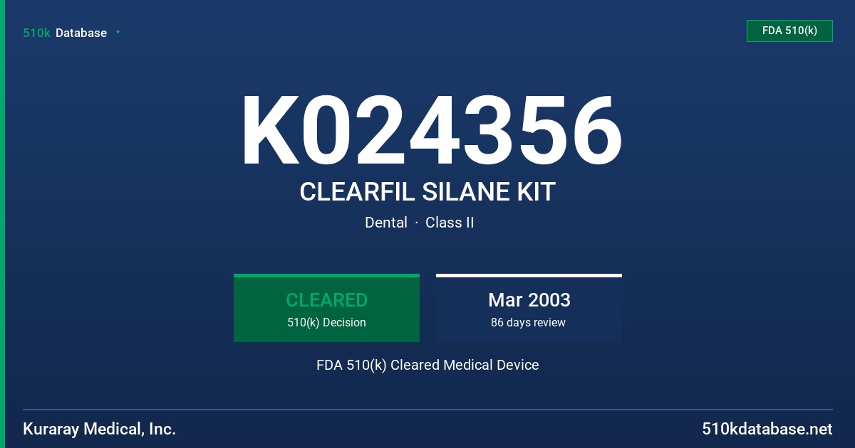 K024356 CLEARFIL SILANE KIT FDA 510(k) Cleared Medical Device