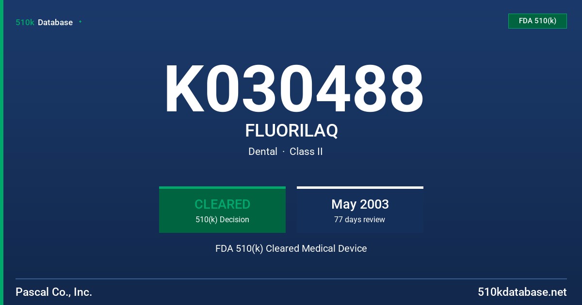 K030488 FLUORILAQ FDA 510(k) Cleared Medical Device