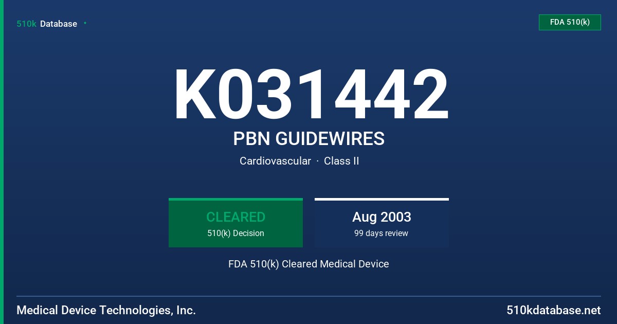 K031442 PBN GUIDEWIRES FDA 510(k) Cleared Medical Device
