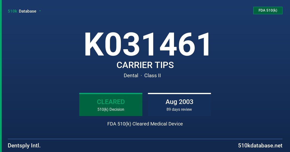 K031461 CARRIER TIPS FDA 510(k) Cleared Medical Device