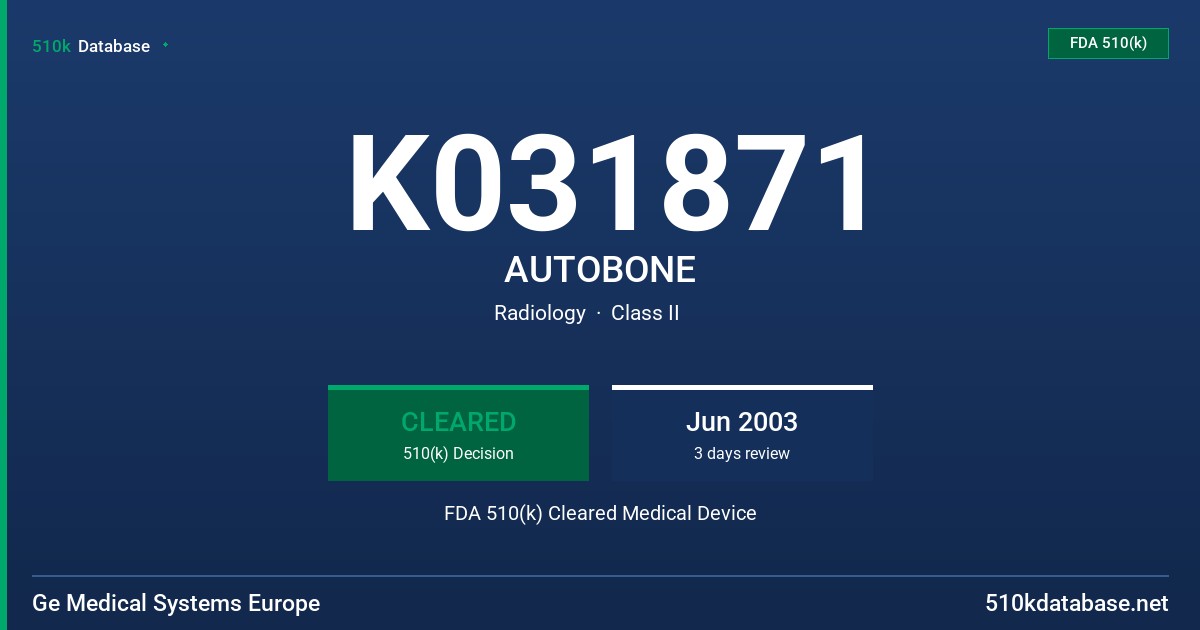 K031871 AUTOBONE FDA 510(k) Cleared Medical Device
