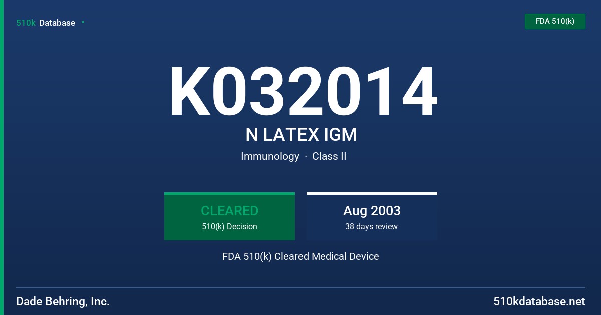 K032014 N LATEX IGM FDA 510(k) Cleared Medical Device
