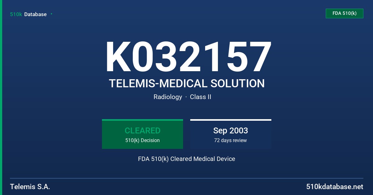 K032157 TELEMIS-MEDICAL SOLUTION FDA 510(k) Cleared Medical Device