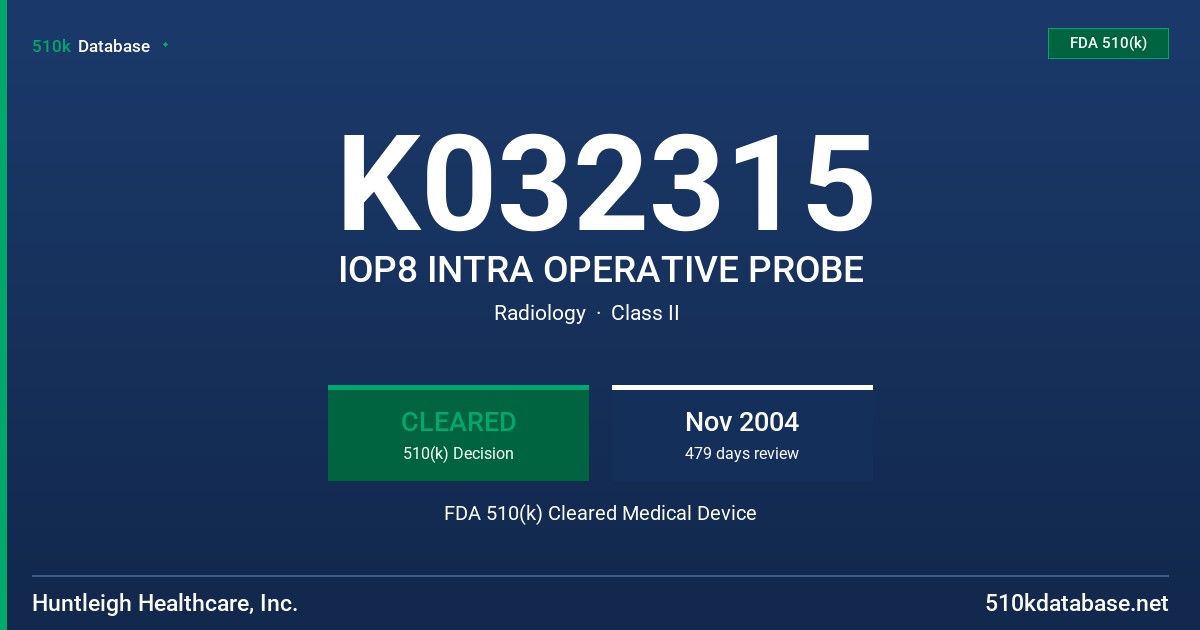 K032315 IOP8 INTRA OPERATIVE PROBE FDA 510(k) Cleared Medical Device