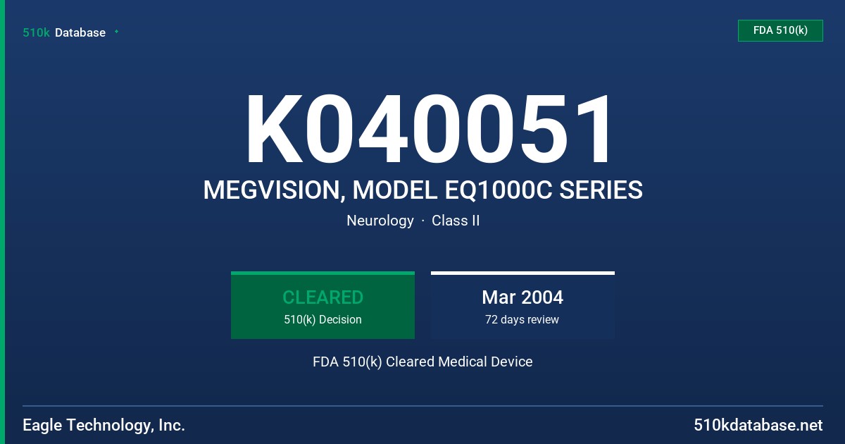 K040051 MEGVISION, MODEL EQ1000C SERIES FDA 510(k) Cleared Medical Device